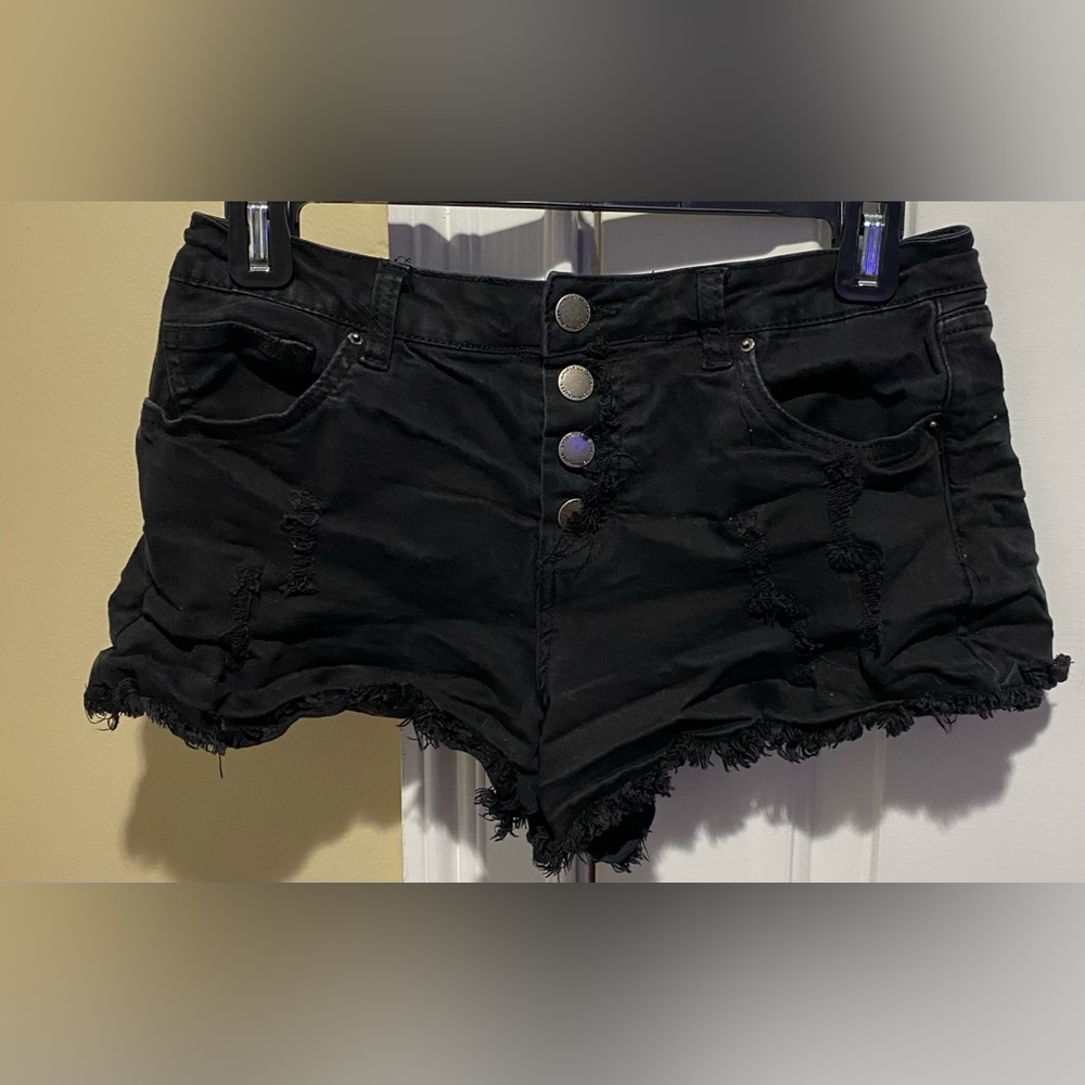 Angel Kiss Black Frayed Jean Shorts Size 9